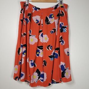 City Chic M 18 Plus Size Midi Skirt Red Floral